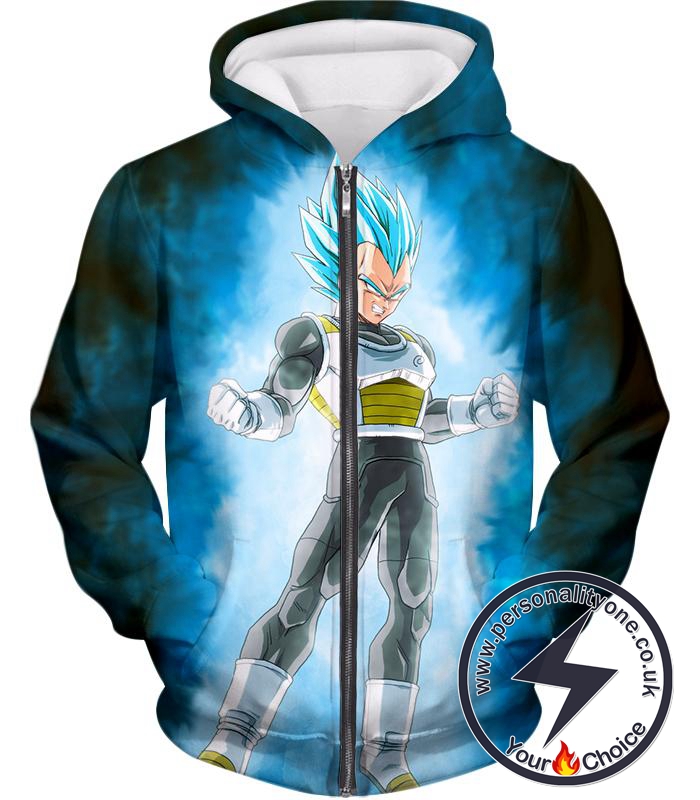 Dragon Ball Super Cool Warrior Prince Vegeta Godly Super Saiyan Blue Form Ultimate Zip Up Hoodie